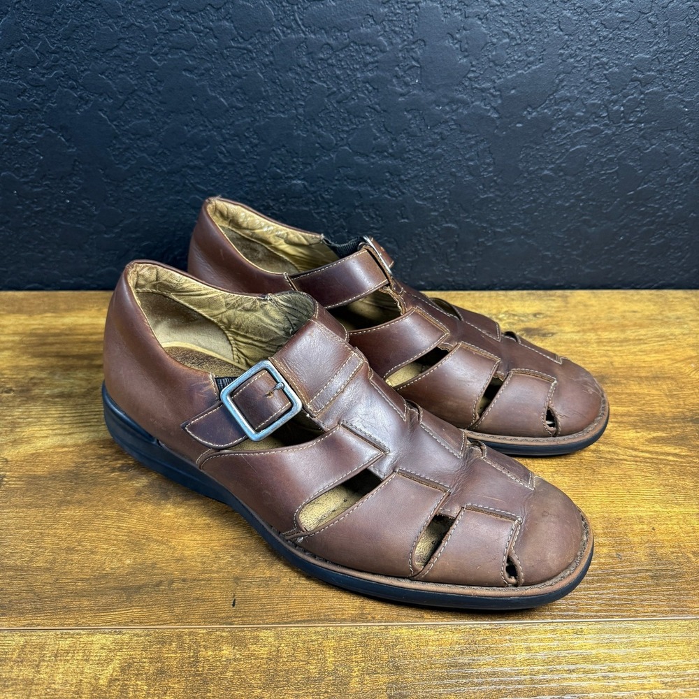 Johnston & Murphy Fisherman Brown Leather Sandals Shoes Mens 11.5